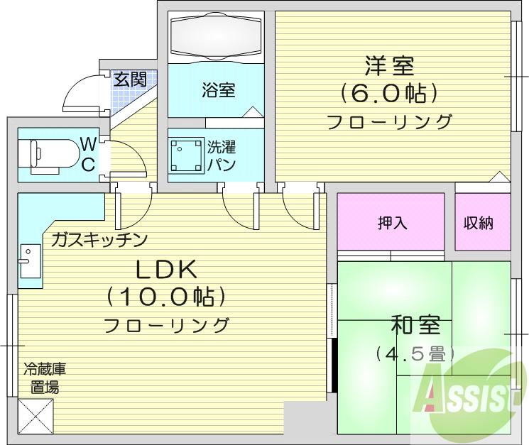 地下鉄南北線 北３４条駅 徒歩20分 3階建 築42年の間取り写真