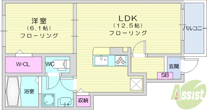 岩沼市押分のアパートの間取り