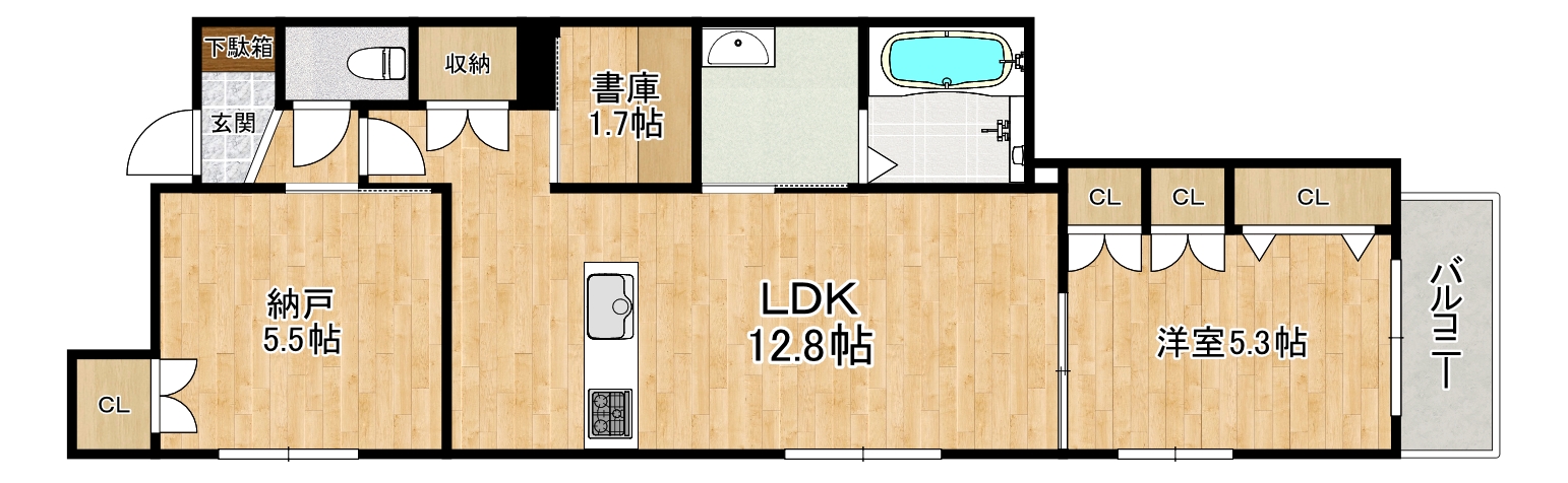 【神戸市東灘区御影中町のマンションの間取り】