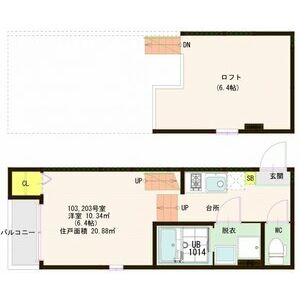 仙台市若林区伊在のアパートの間取り