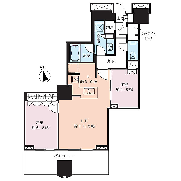 新宿区富久町のマンションの間取り