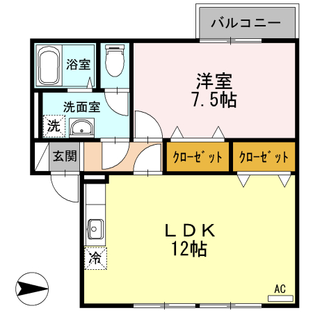 高岡市立野のアパートの間取り