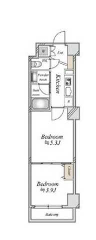 新宿区新小川町のマンションの間取り