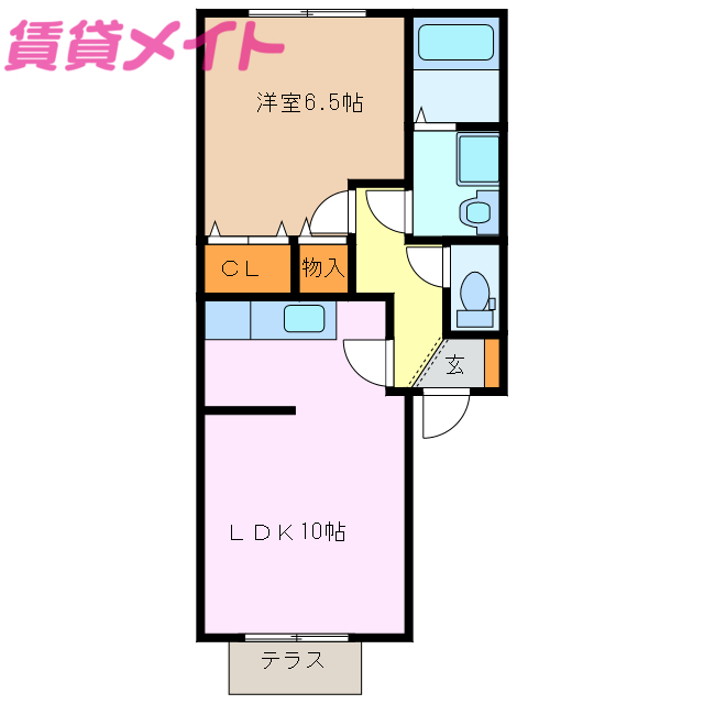 鈴鹿市南玉垣町のアパートの間取り