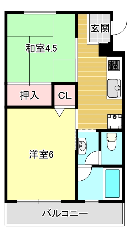 箕面市箕面のマンションの間取り