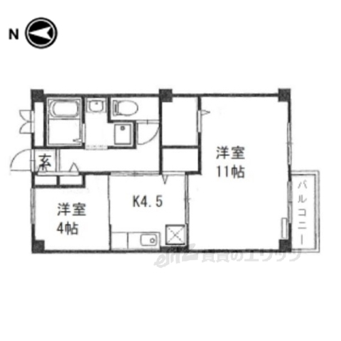 福知山市昭和町のアパートの間取り