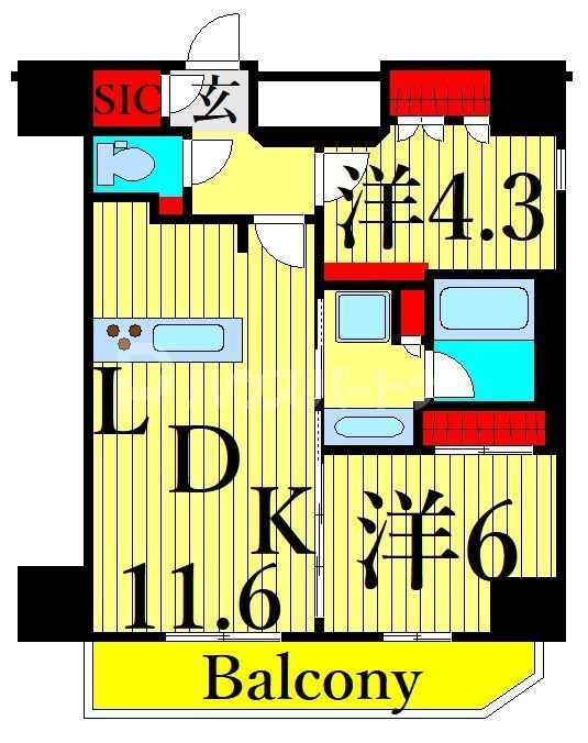 台東区入谷のマンションの間取り