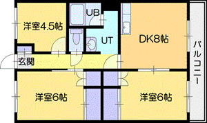 江別市向ケ丘のマンションの間取り