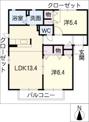 バリュージュ　クレスト　Ａ棟の間取り