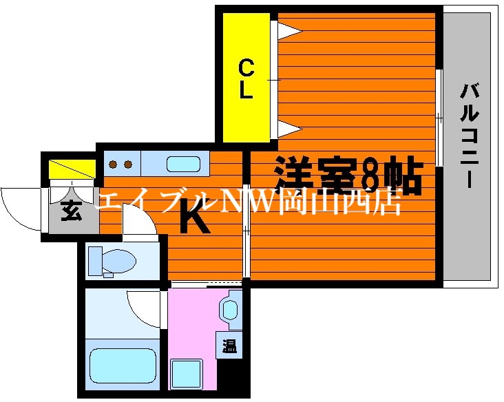 岡山市北区幸町のマンションの間取り