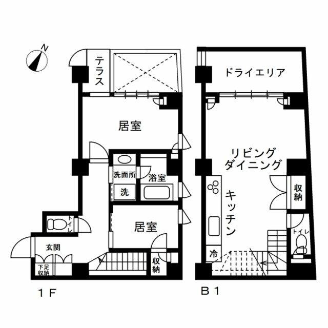 渋谷区上原のマンションの間取り