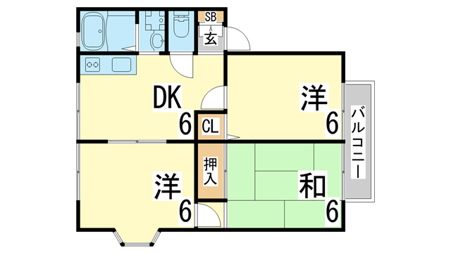 神戸市須磨区車のアパートの間取り