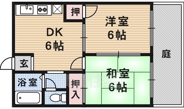 茨木市沢良宜浜のアパートの間取り