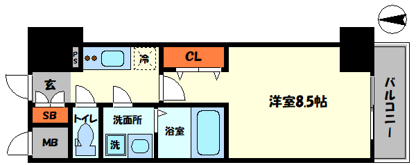 大阪市浪速区浪速東のマンションの間取り