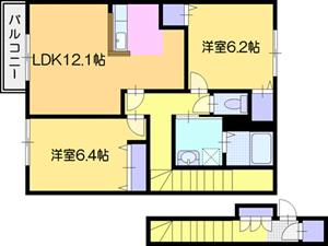 江別市大麻桜木町のアパートの間取り