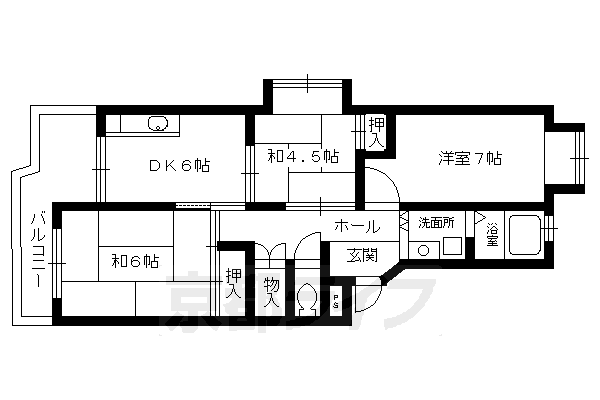 向日市物集女町のマンションの間取り