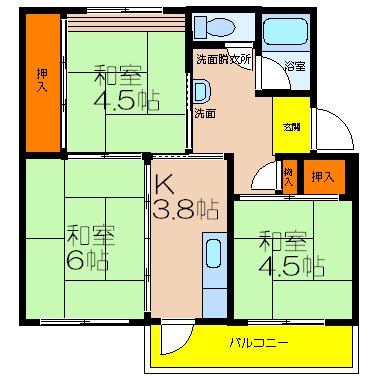 神戸市北区北五葉のマンションの間取り