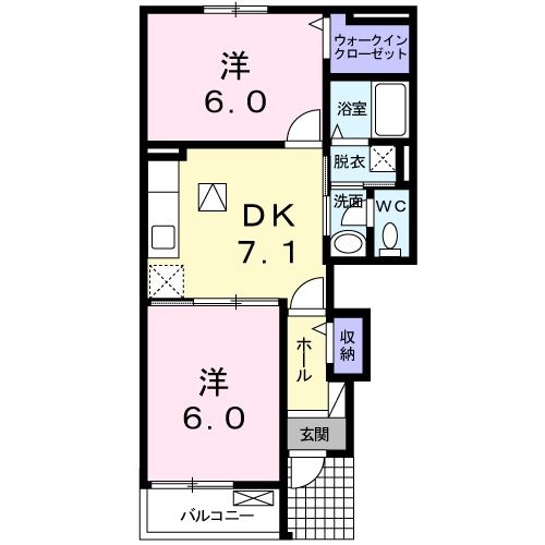 北九州市八幡西区真名子のアパートの間取り