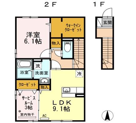 高松市三谷町のアパートの間取り