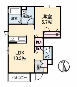 出雲市小山町のアパートの間取り