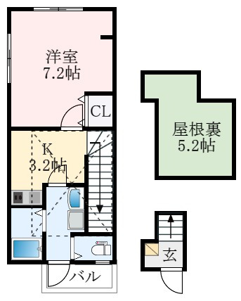 藤井寺市大井のアパートの間取り