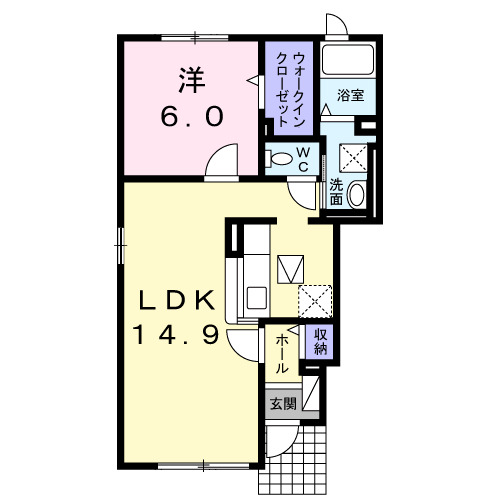 湯沢市成沢のアパートの間取り