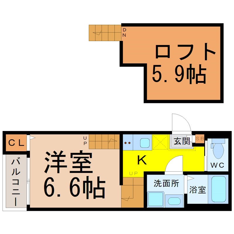 名古屋市中村区靖国町のアパートの間取り