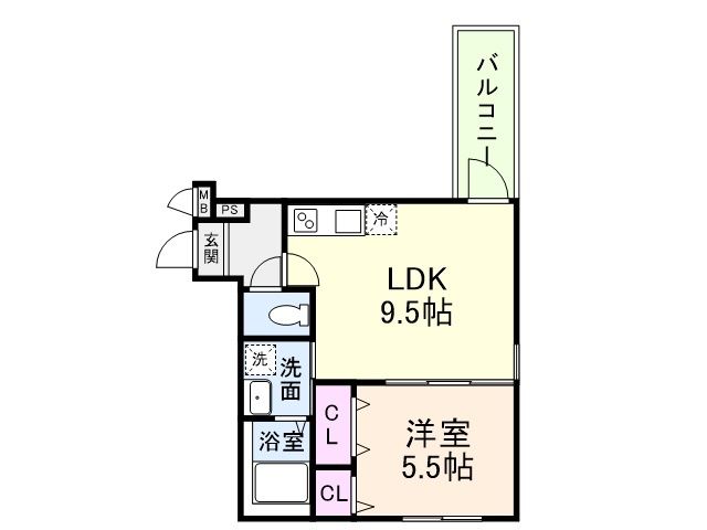 大阪市住吉区万代東のアパートの間取り