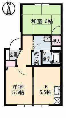 岡山市中区長岡のアパートの間取り