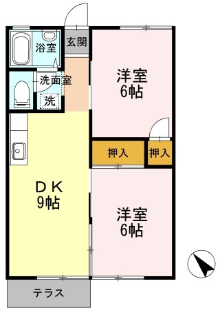 秦野市並木町のアパートの間取り