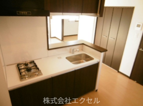 キッチン　2口コンロ付きのカウンターキッチン