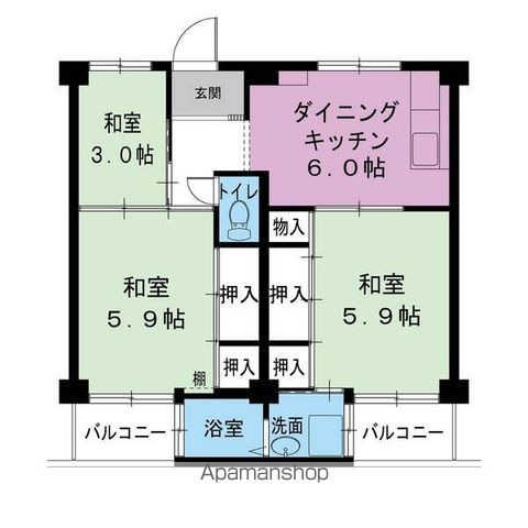 ビレッジハウス倉治3号棟の間取り写真