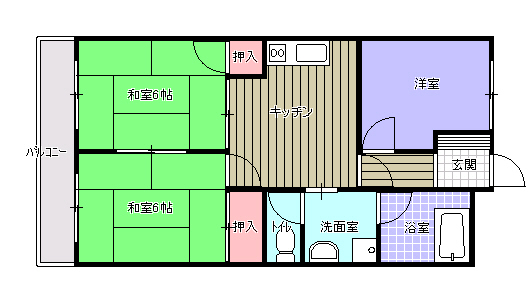 北九州市戸畑区天神のマンションの間取り