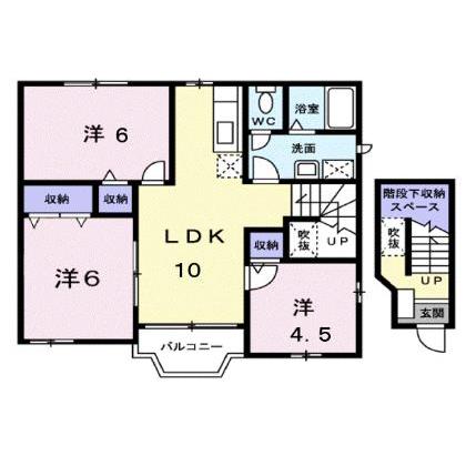 福山市東川口町のアパートの間取り