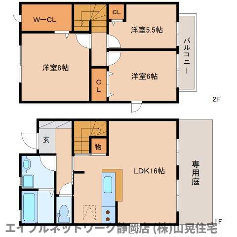 静岡市葵区上足洗のアパートの間取り