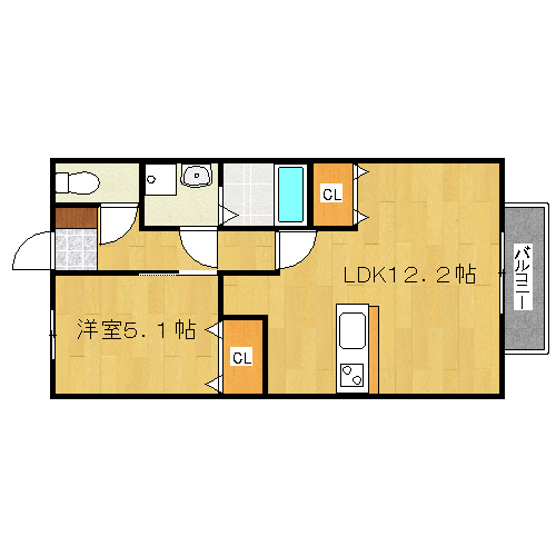 姫路市飾磨区阿成渡場のアパートの間取り