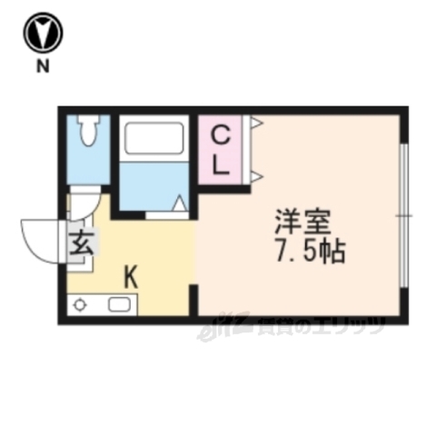 京都市山科区竹鼻竹ノ街道町のマンションの間取り