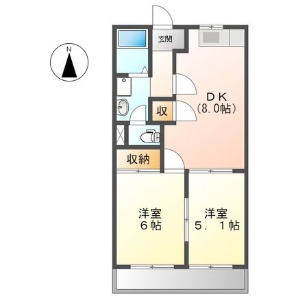 豊橋市北岩田のアパートの間取り