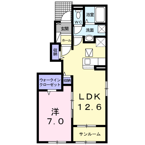 西伯郡南部町阿賀のアパートの間取り