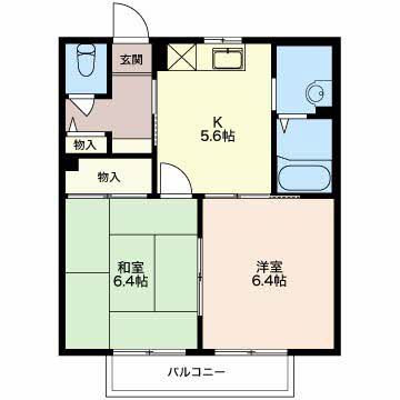 豊橋市西羽田町のアパートの間取り