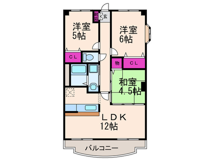 高槻市西冠のマンションの間取り