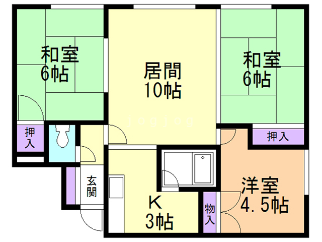 【札幌市手稲区稲穂二条のアパートの間取り】