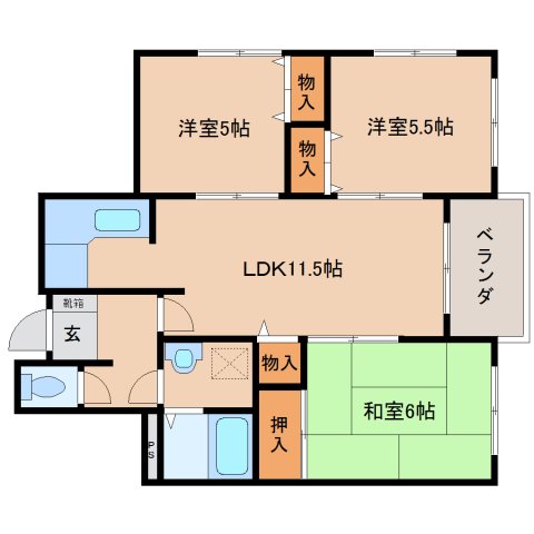 磯城郡田原本町大字三笠のマンションの間取り