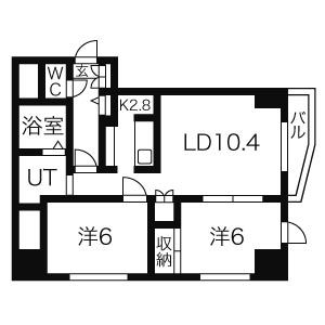 札幌市中央区南十五条西のマンションの間取り