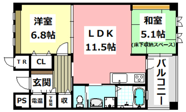 茨木市西豊川町のマンションの間取り