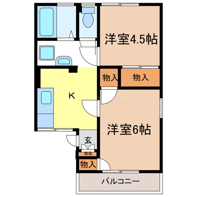 長野市伊勢宮のアパートの間取り