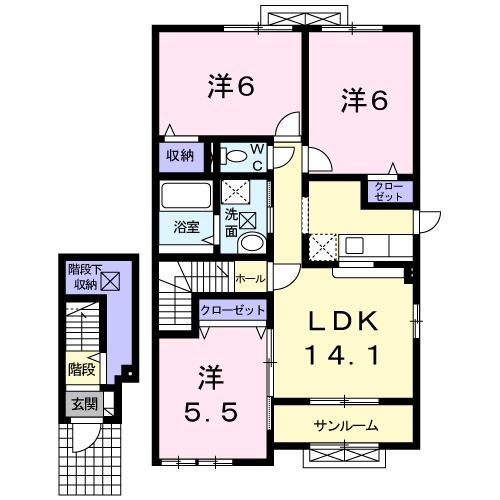 能美市中町のアパートの間取り