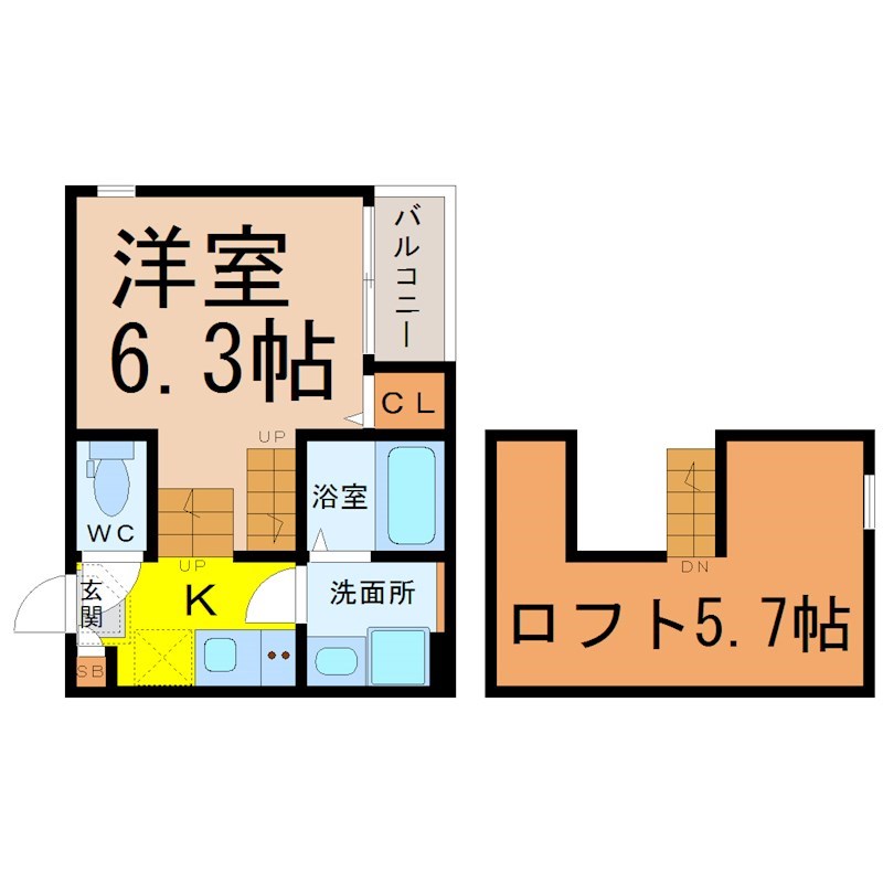 【名古屋市東区矢田のアパートの間取り】