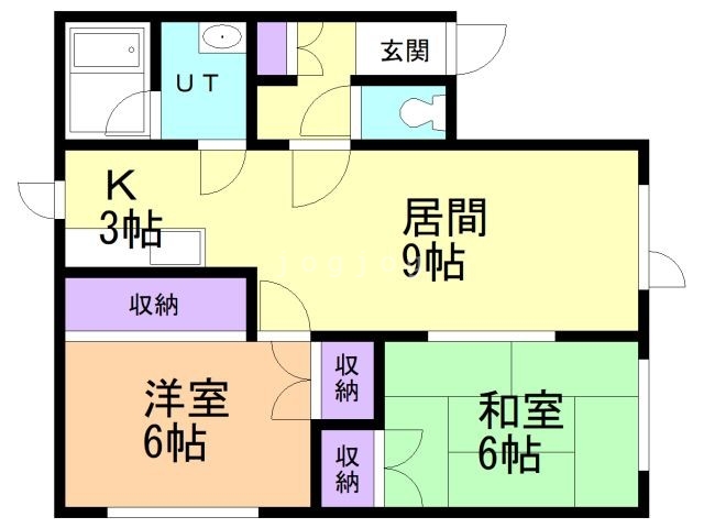 石狩市花川南二条のアパートの間取り