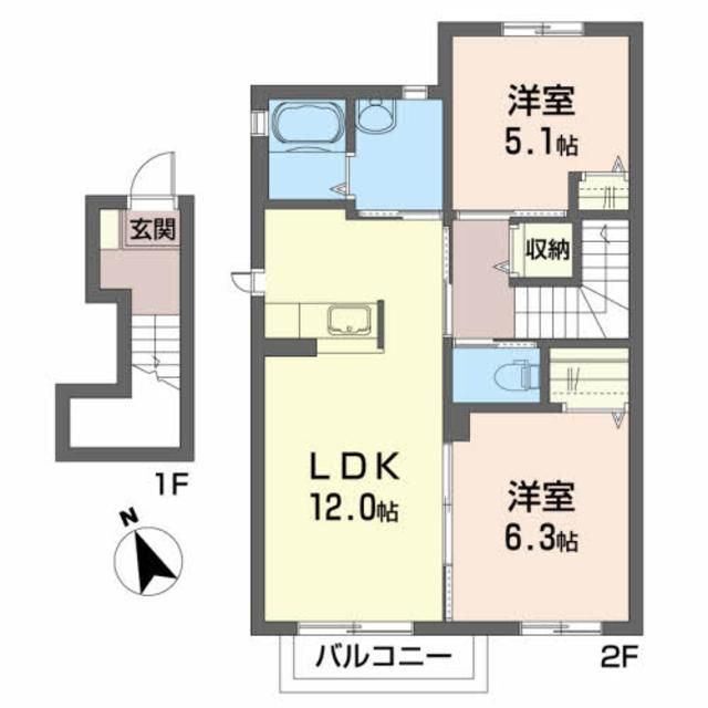 郡山市亀田のアパートの間取り